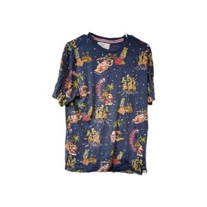 Free Planet T-Shirt Men's Size XL Navy Blue Tropical Christmas Santa